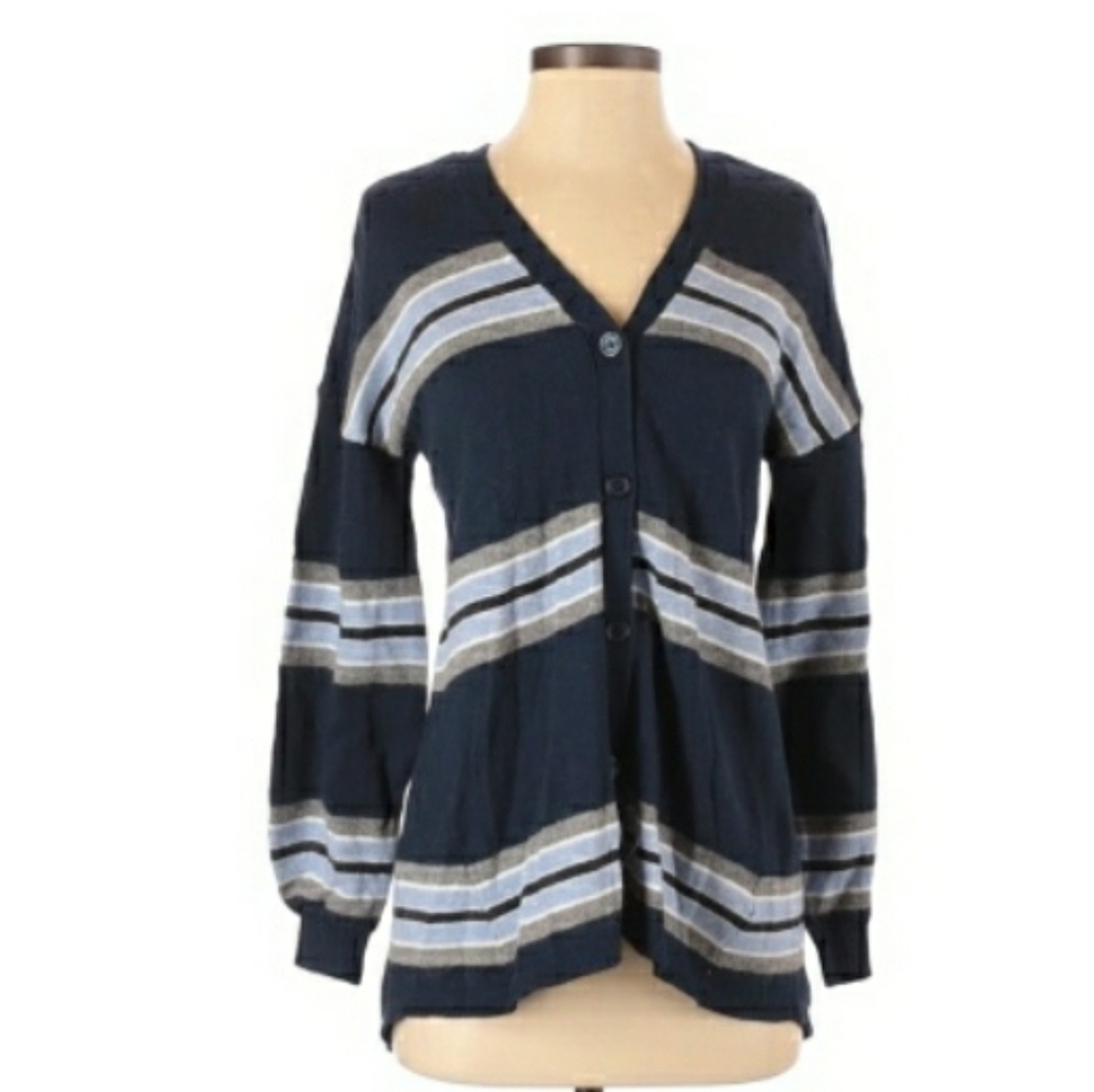 Democracy blue stripped button up long sleeve card - Picture 2 of 8